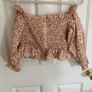 Zara NWT Floral Cropped Off The Shoulder Top
